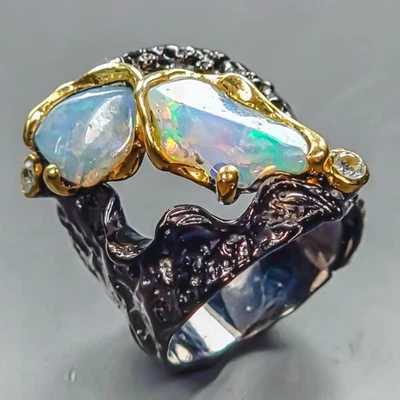 Jewellery Natural Opal Ring 925 Sterling Silver Size 8 /R443286 - Image 1 of 4