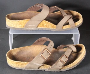 Birkenstock Women's Brown Slides Leather Boho Comfort Flat Sandals Size 34/4 - Picture 1 of 5
