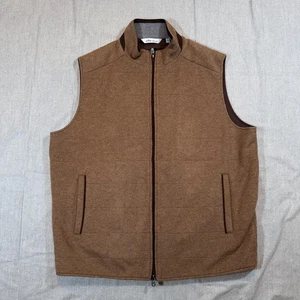 Peter Millar Vest Mens Large Brown Merino Wool Quilted Full Zip Pockets Classic - Picture 1 of 14