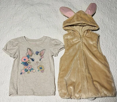 Chaleco de conejito de Pascua de piel sintética cálido con capucha talla 5 Crazy 8 clásico RARO Foto 1 de 4