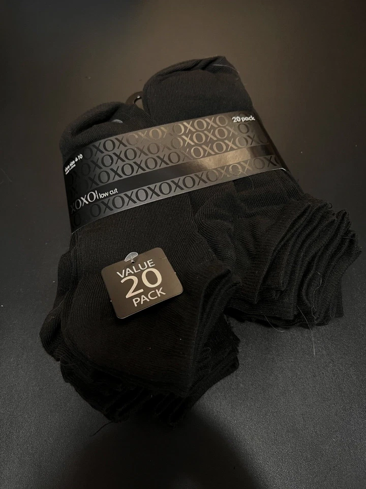 XOXO  Women LOW CUT SOCKS 20 PAIRS Black Quality Stretch  4 - 10  NEW - Image 1 of 4