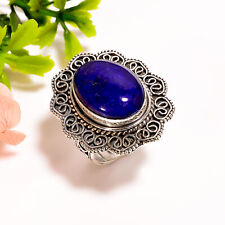Lapis Lazuli Gemstone Vintage Handmade 925 Sterling Silver Ring 6.5 US GSR-4679