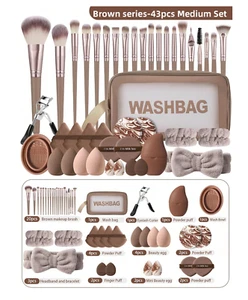 43PCS Makeup Tools Set Brush Set Coffee Brown USA - Picture 1 of 10