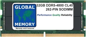 32GB DDR5 4800MHz PC5-38400 262-PIN SODIMM MEMORY RAM FOR LAPTOPS/NOTEBOOKS - Picture 1 of 1