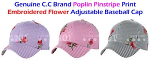 Gorra de béisbol ajustable con estampado a rayas de flor bordada C.C. poplin - Imagen 1 de 13
