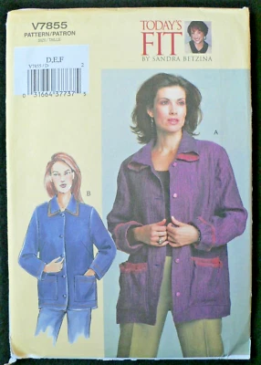 Vogue Patterns Today's Fit by Sandra Betzina Coat/Jacket w/Pocket V7855 Sz D-E-F - Image 1 of 2