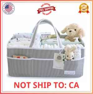 Lily Miles Baby Diaper Caddy Organizer Tote Extra Large Gray Mint - Picture 1 of 10