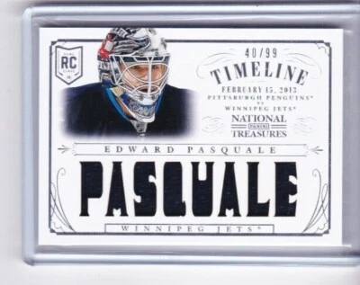 2013 2013-14 PANINI NATIONAL TREASURES EDWARD PASQUALE TIMELINE MATERIALS 40/99 - Image 1 of 2