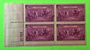 Plate Block 1937 #798 unused 3 cent US stamps Constitution Sesquicentennial - Picture 1 of 3