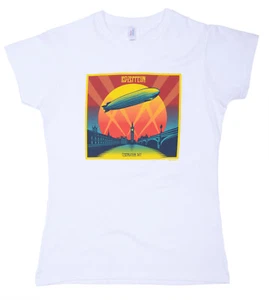 Led Zeppelin T shirt Celebration Day Official Ladies Skinny White S or M - Picture 1 of 4