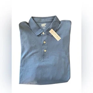 Lands' End Blue Supima Cotton 3 Button LS Polo Shirt Blue Size L 42-44” - Picture 1 of 6