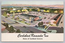 Carlsbad Ramada Inn~Home Of Carlsbad Caverns~Birds Eye Of City~PM 1962 Postcard