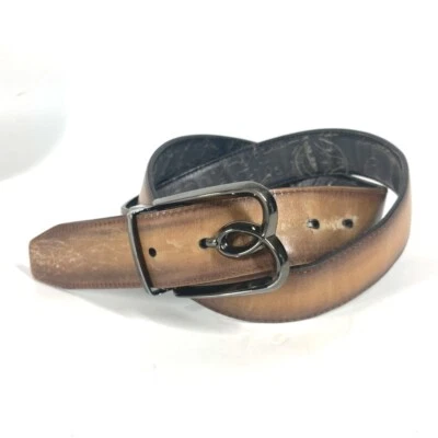 Berluti Reversible Logo Caligráfico Accesorios Cinturón Cuero Beige Foto 1 de 4