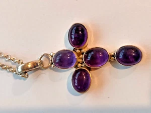 Beautiful Amethyst Crucifix Necklace Sterling Silver 17.9g - Picture 1 of 8