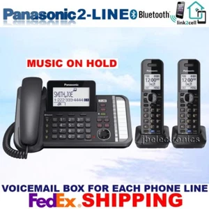 PANASONIC KX-TG9582B 2-LINE LINK2CELL - 1 CORDED BASE UNIT + 2 CORDLESS HANDSETS - Picture 1 of 5