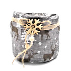 12cm Christmas Scene Reindeer Grey Cloth Plant Pot Cover Xmas Grave Decorative