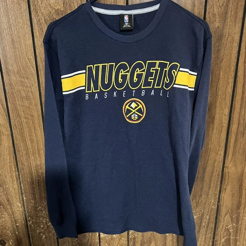 Denver Nuggets Thermal Shirt Blue Medium Long Sleeve Nba Basketball Cover
