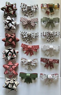 NEW! HANDMADE Paper Christmas Gift Bows - Set of 18  -  SHIPS IMMEDIATELY Foto 1 de 4