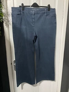 George size 20 short length wide leg jeans blue pinstripe smart casual wear - Picture 1 of 16