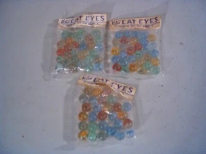 Three Packages - NEW Vintage Vitro Cat Eyes Marbles 30 Count in Original Bags - Picture 1 of 3
