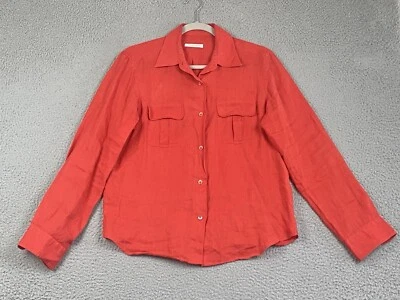 MARIA DI RIPABIANCA Women Long Slv Button Top Size XL Designer Italian Linen EXC - image 1 of 4