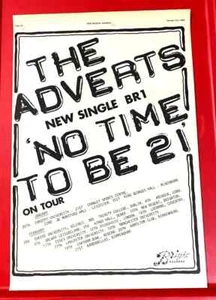The Adverts No Time To Be 21/Tour Vintage ORIG 1978 Press/Mag ADVERT Poster-Size - Picture 1 of 3