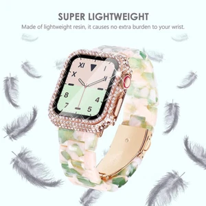 Luxus Resin iWatch Damen Armband+Schutzhülle Für iWatch Series 9 8 7 6 5 4 3 SE - Picture 1 of 14