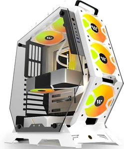 PC Case C570 ATX Mid Tower Tempered Glass Gaming Computer Open Frame Case with 5 - Afbeelding 1 van 12