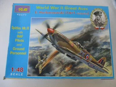Juego Modelo Grandes Ases Segunda Guerra Mundial Spitfire Piloto de Caza Polaco ICM RAF 1:48 Foto 1 de 4