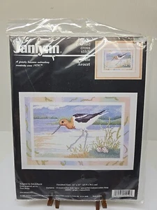 1998 Janlynn Avocet Counted Cross-StitcBeach Bird Seashells Seascape D37 - Picture 1 of 6
