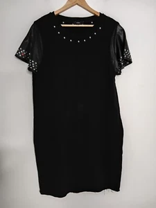 Diesel D-Rebe Dress Womens Small Black Embellished Roundneck Short Sleeve Heart - Picture 1 of 18