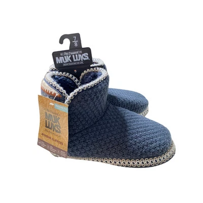 Zapatillas MUK LUKS para mujer SM 7/8 azul marino nuevas con etiquetas  Foto 1 de 4
