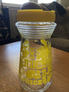 Vintage Anchor Hocking Glass Lemon Juice Carafe Pitcher With Yellow Flip Top Lid - Picture 1 of 5