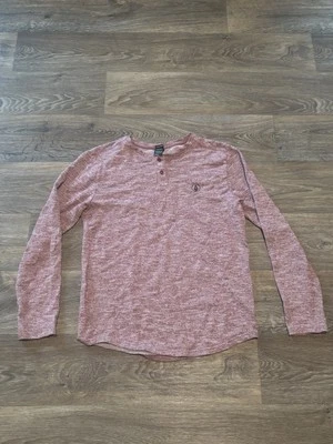 Volcom Long Sleeve Henley Shirt – Red Heather – Men’s Small - Image 1 of 4