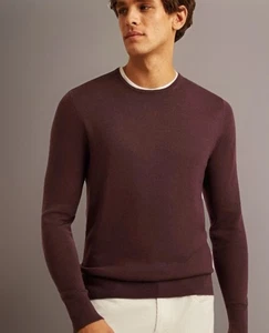 $99 BONOBOS Extra Fine 100% Merino Wool Sweater Mens M Crewneck Burgundy Preppy - Picture 1 of 18