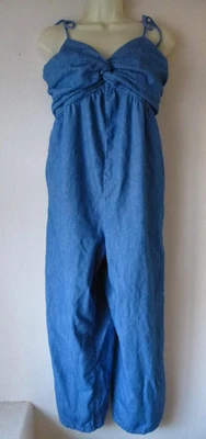 Mono antiguo azul marino para mujer grande torcido delantero cami azul denim correa de corbata espalda ajustada Foto 1 de 4