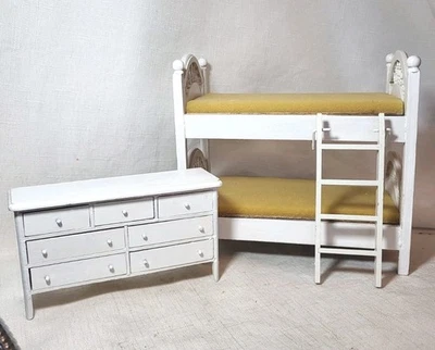 Dollhouse Miniature White Bunkbed & Dresser 1:12 Scale - Image 1 of 4