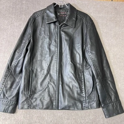 Wilsons Leather Jacket Mens Medium Black Full Zip Motorcycle Biker Coat - Image 1 of 4