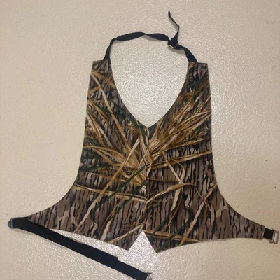 Mossy Oak Shadow Grass Tuxedo Vest Open Back One Size Formal Wedding Prom - Image 1 of 4