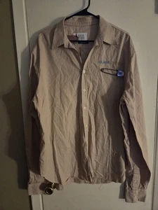 Glass Cypress Tan Button Down Shirt with Safty Pin Size Large - Picture 1 of 5