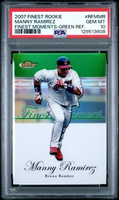 2007 Topps Finest Manny Ramirez Rookie Finest Moments Green 181/199 PSA 10 Gem - Image 1 of 2
