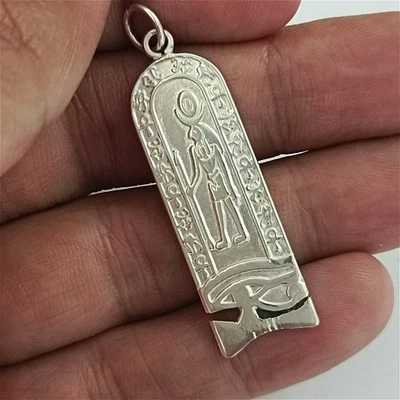 Antico ciondolo egizio placcato argento con simbolo occhio di Horus gioielli - Immagine 1 di 4