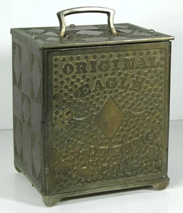 BANCO DE HIERRO FUNDIDO 1890 FORMA SEGURA PUBLICIDAD JOYERÍA CAJA FUERTE BANCO ÁGUILA ROPA - Imagen 1 de 8