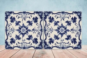 Azulejos de pared de cerámica victoriana - Juego de 2 azulejos de cerámica para salpicadero de cocina para baño - Imagen 1 de 3