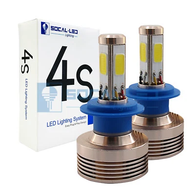 Kit de faros LED SOCAL-LED 2x 4S H7 80W 8000LM 4 lados cristal blanco bombillas Foto 1 de 4