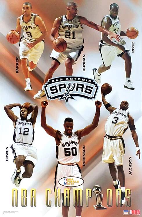 Póster de pared vintage 22x34 de los campeones de la NBA de los San Antonio Spurs 2003 Tim Duncan Parker Foto 1 de 1