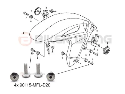 Honda CBR1000RR 2010-2011 Acero Inoxidable Guardabarros Delantero Guardabarros Carenado Pernos Foto 1 de 3