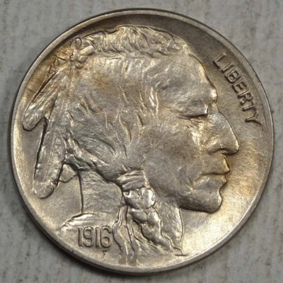 1916 Buffalo Nickel, Choice Almost Uncirculated, Original Slider    0501-01 - Image 1 of 3