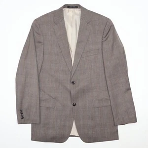 HUGO BOSS Pasolini Movie Super Wool Suit Jacket Plaid Gray Size 40L Blazer - Picture 1 of 16