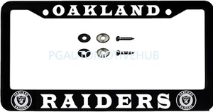 (one) License Plate Frame Stainless Steel Vinyl Lettering for OAKLAND 2 RAIDERS - Foto 1 di 4